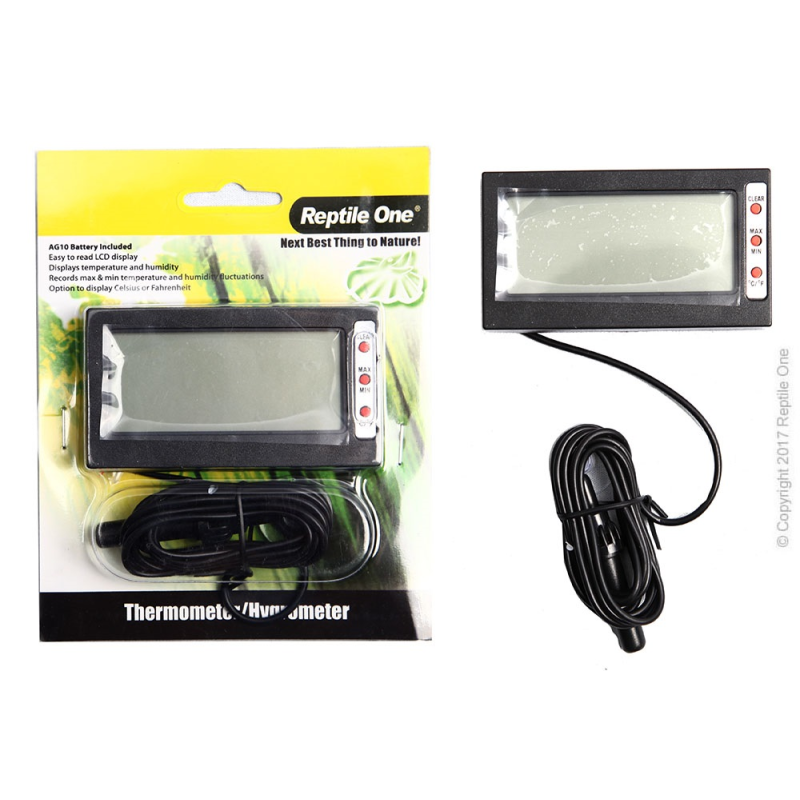 Thermometer Hygrometer Reptile External With Probe And Min Max LCD