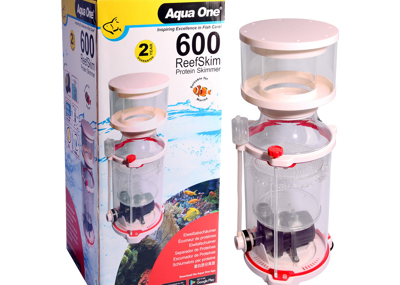 Aqua One ReefSkim 600 Protein Skimmer 1400LH Up To 600L Tank