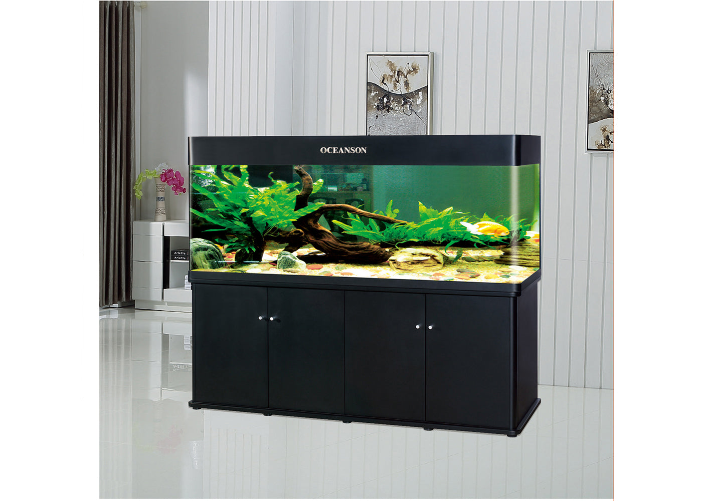 Oceanson R180 - 180cm Curved Corner Aquarium and Cabinet